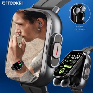 2-in-1 Smart Watch With Integrated Earbuds Wireless 2. 01 Inch Display